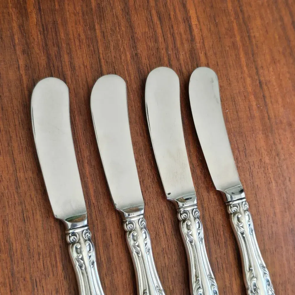 Gorham Melrose Sterling Silver Butter Spreader 4 Pcs Hollow Handle No Monogram
